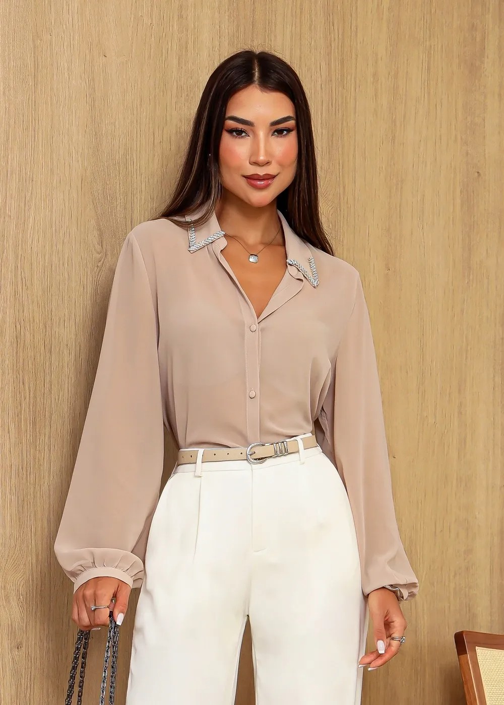 Camisa social feminina Laura Maris — vista frontal